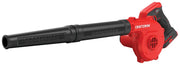 Photo of Craftsman cordless blower CMCBL0100B, red and black, side angle on white background.